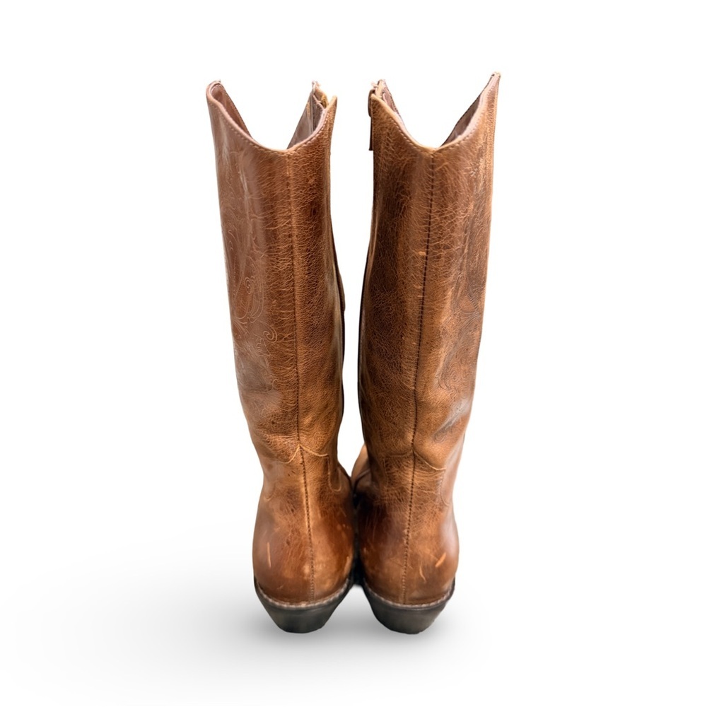 Matisse Brown Leather Cowboy Boots with Embossed Detailing Size 8 - Picture 4 of 9